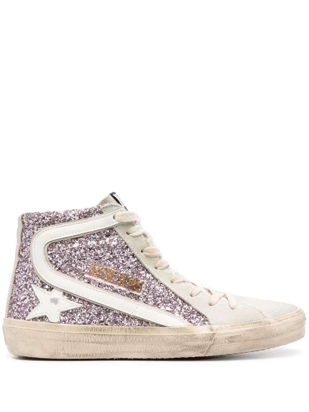 Кеды Slide с блестками GOLDEN GOOSE, розовый