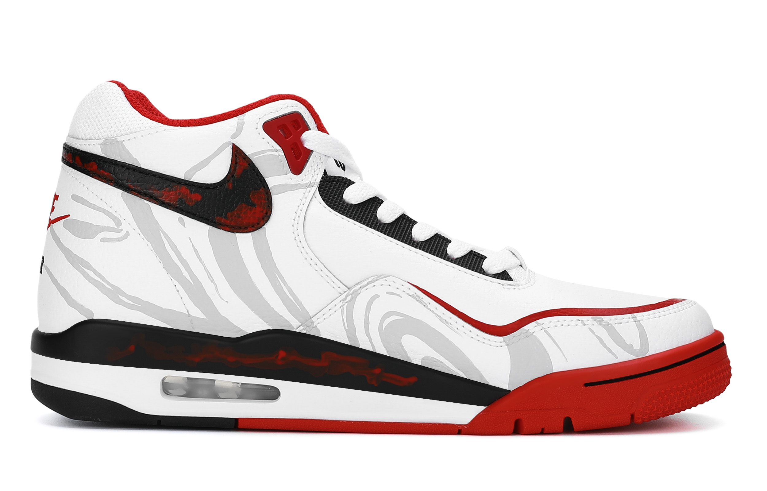 Nike Мужские винтажные баскетбольные кроссовки Flight Legacy Mid top, красно-белый — фото 4