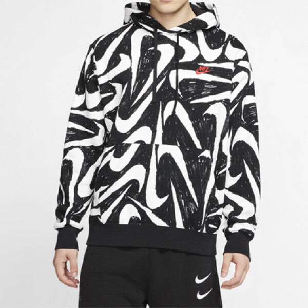 Толстовка Nike Athleisure Casual Sports Printing Fleece Black, черный — фото 4
