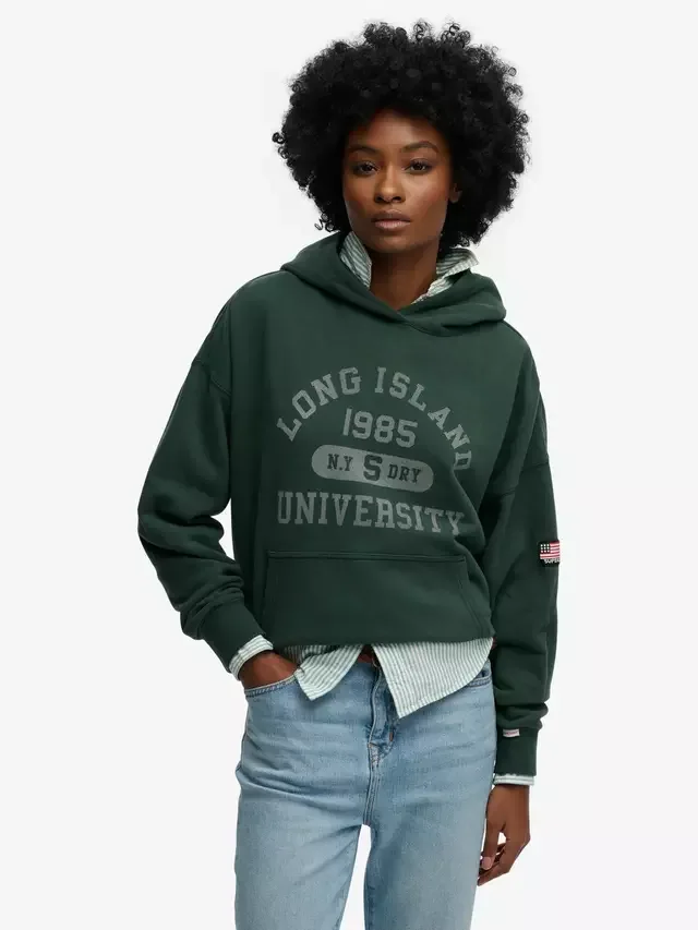 Спортивная толстовка свободного кроя Athletic Essentials, цвет эмалевый зеленый Superdry