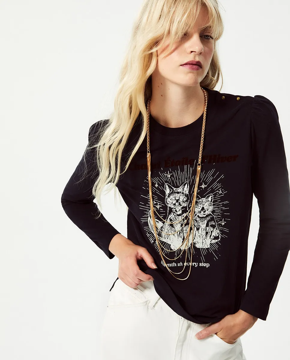 

Футболка с блестящим принтом Sfera, темно-синий