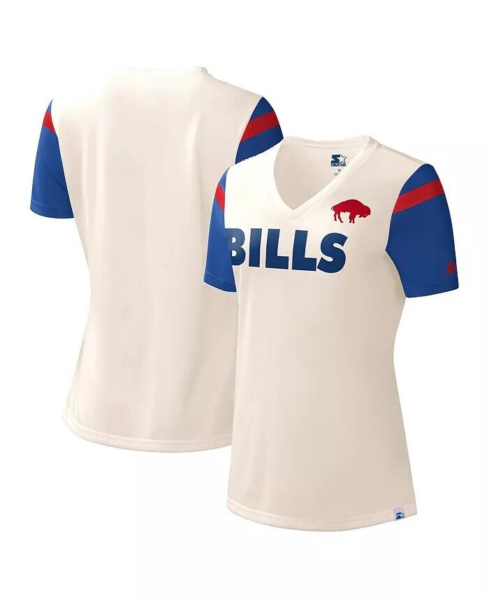 

Женская белая футболка с v-образным вырезом Buffalo Bills Kick Start Starter