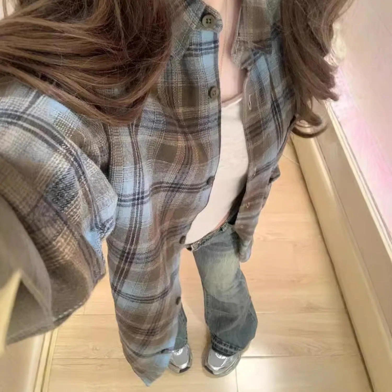 Блуза с длинным рукавом в клетку, пижамный стиль, из коллекции American Casual — фото 2