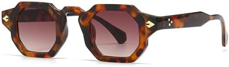 

Ретро-многоугольные солнцезащитные очки для женщин с заклепками, градиентные оттенки, защита от УФ-излучения UV400, панк-солнцезащитные очки для мужчин MTZJH, Leopard Tea Gradient