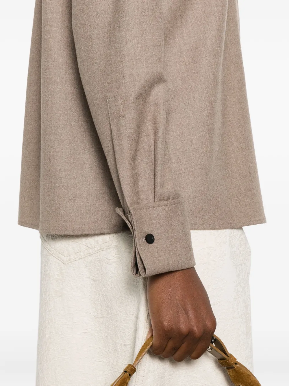 Кашемировая рубашка с пуговицами на манжетах MAX MARA, нейтральный — фото 4