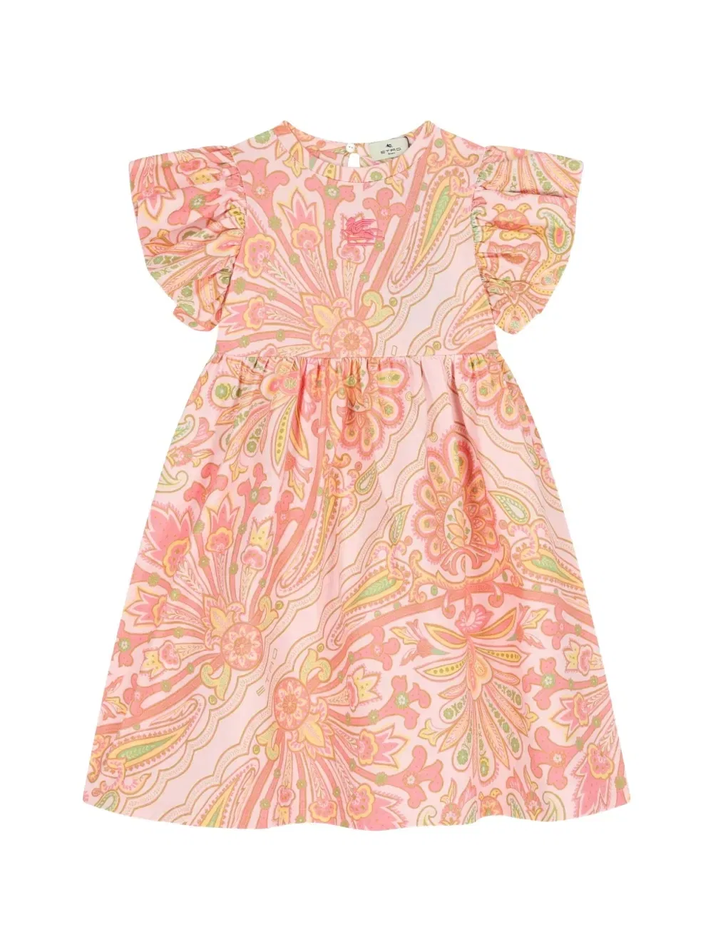 Платье с оборками и узором пейсли Etro Kids, розовый