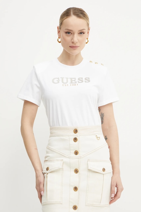 

Хлопковая футболка Guess, белый