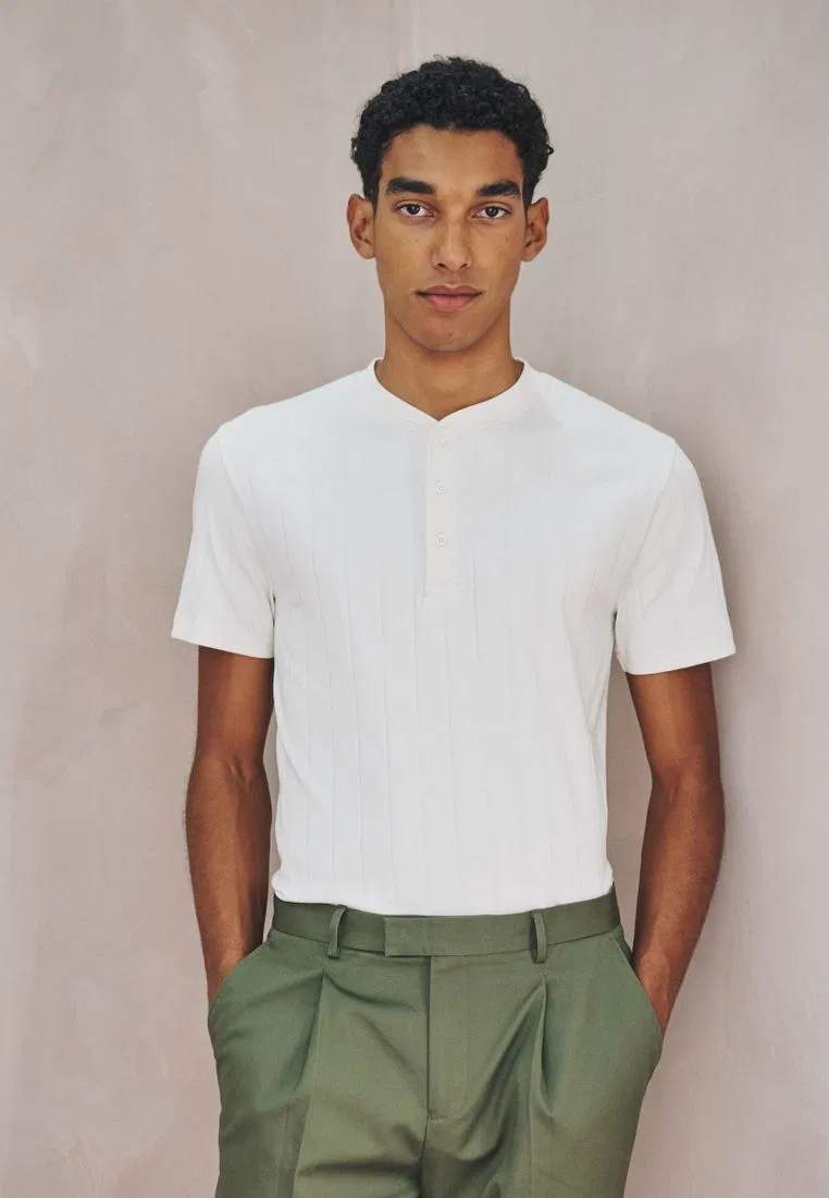 Футболка, текстурированная ребристая, Modal Cotton Smart Next, белый