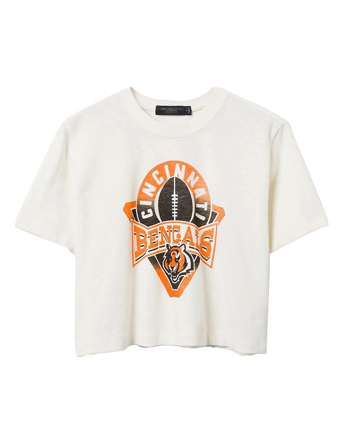 

Женская укороченная футболка NFL Cincinnati Bengals с воротником-стойкой Junk Food Clothing, белый