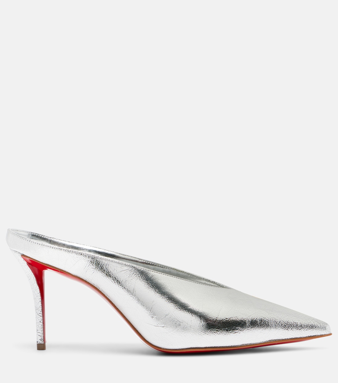 Miss Z 80 мюли из металлизированной кожи Christian Louboutin, Silver/Lin Silver — фото 4