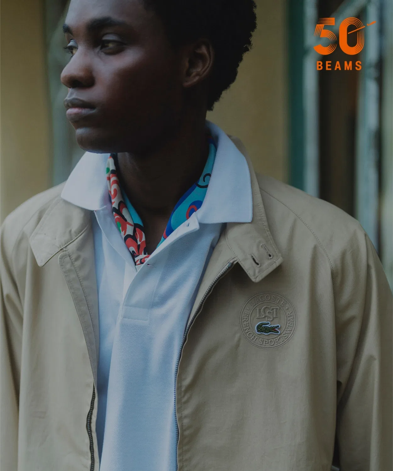 Куртка LACOSTE BEAMS 50th Anniversary Stand Collar Blouson бежевая