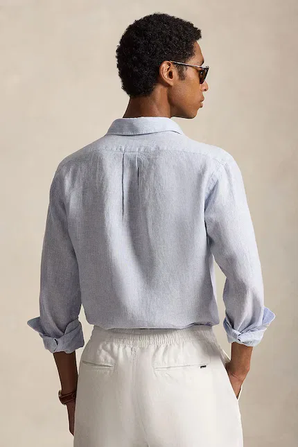 Рубашка из льна Polo Ralph Lauren, синий — фото 2