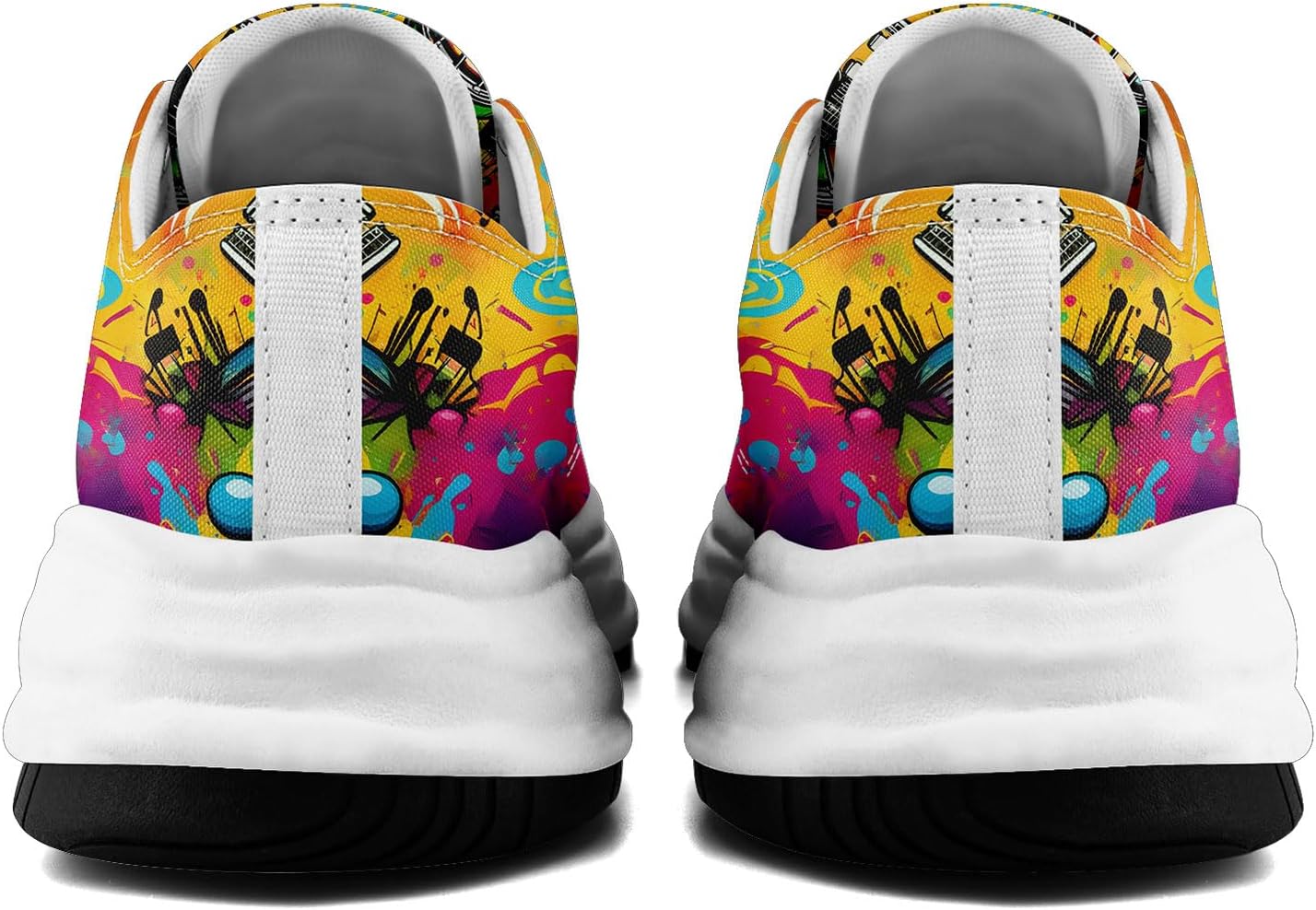 Мужские кроссовки coolcustomize из холщовой ткани с граффити, цветные повседневные низкие кеды на шнуровке для женщин с абстрактным уличным арт-дизайном, оранжевый — фото 3