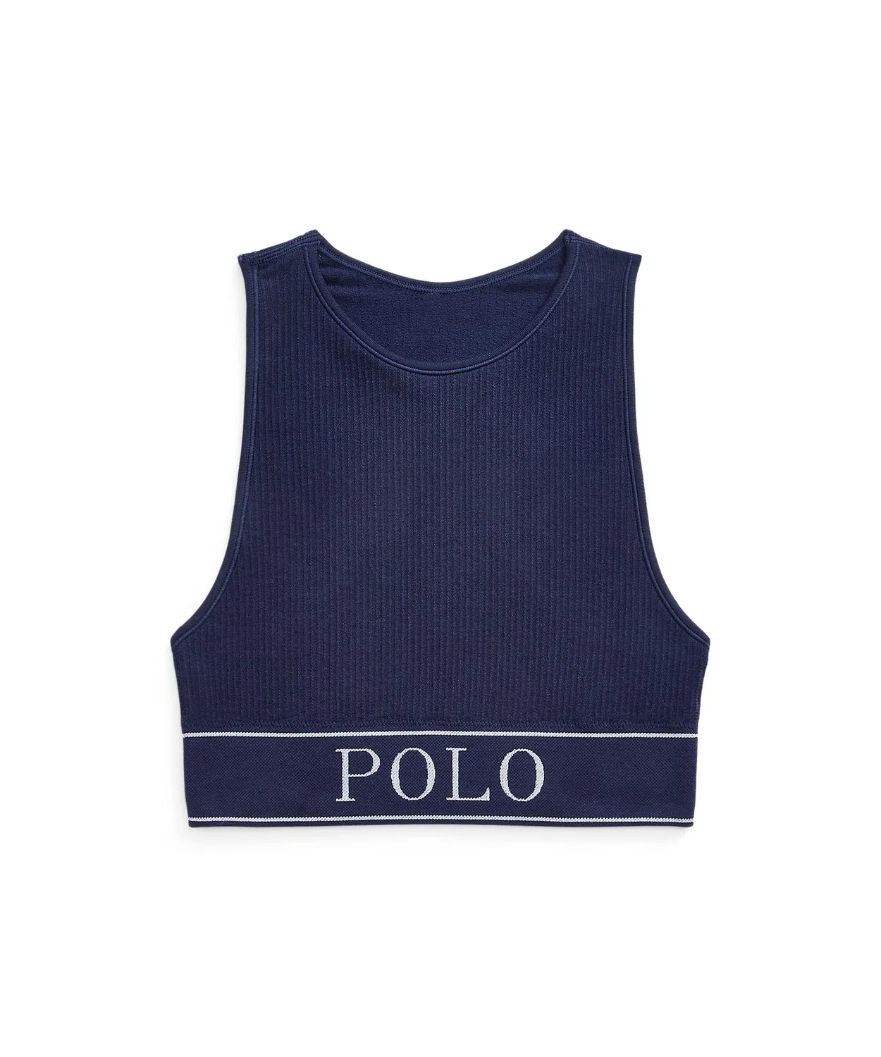 Топ-танк кроп-топ без швов с круглым вырезом Polo из переработанных волокон, тёмно-синий