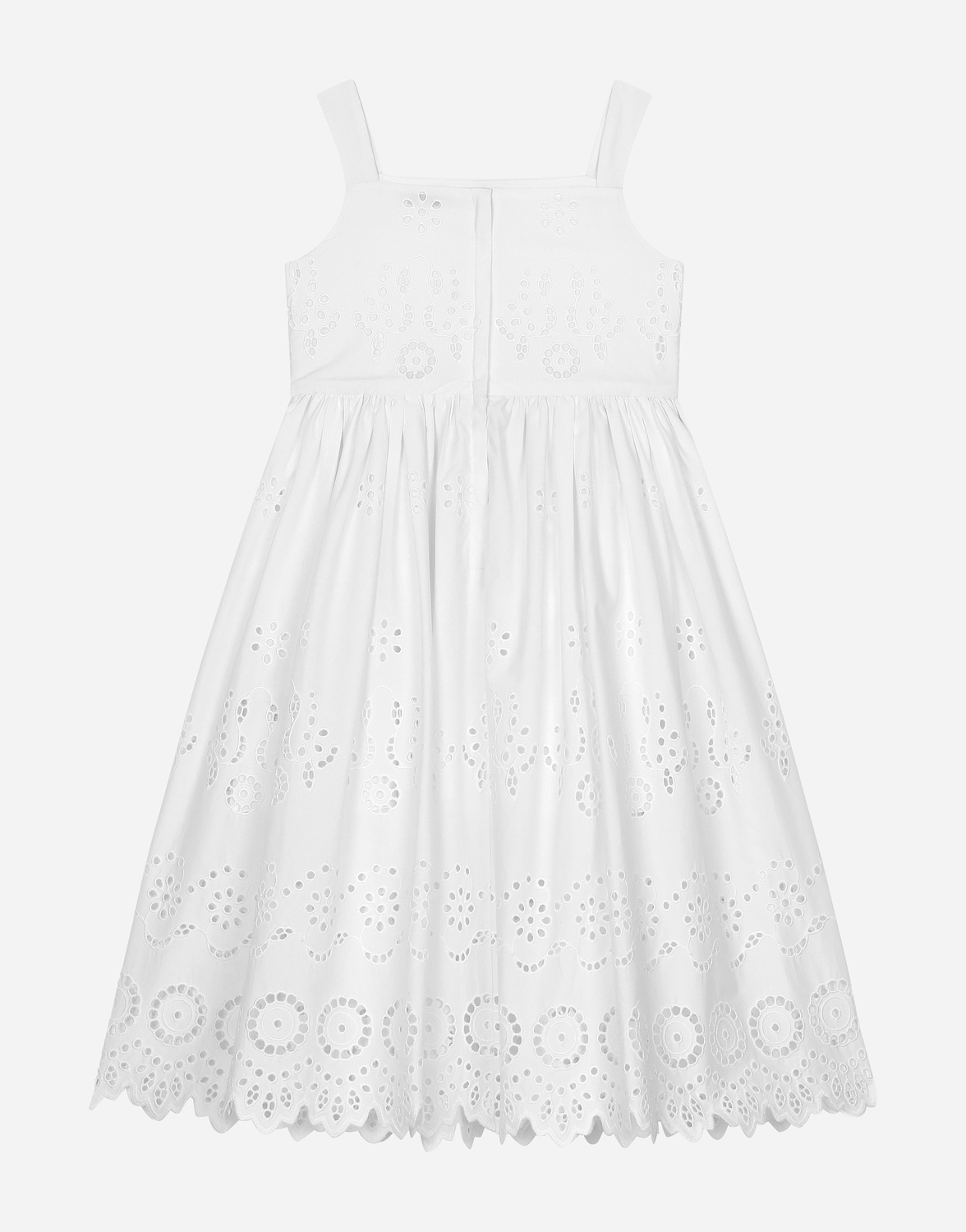 Платье из поплина и вышивки англез Dolce&Gabbana, белый — фото 3