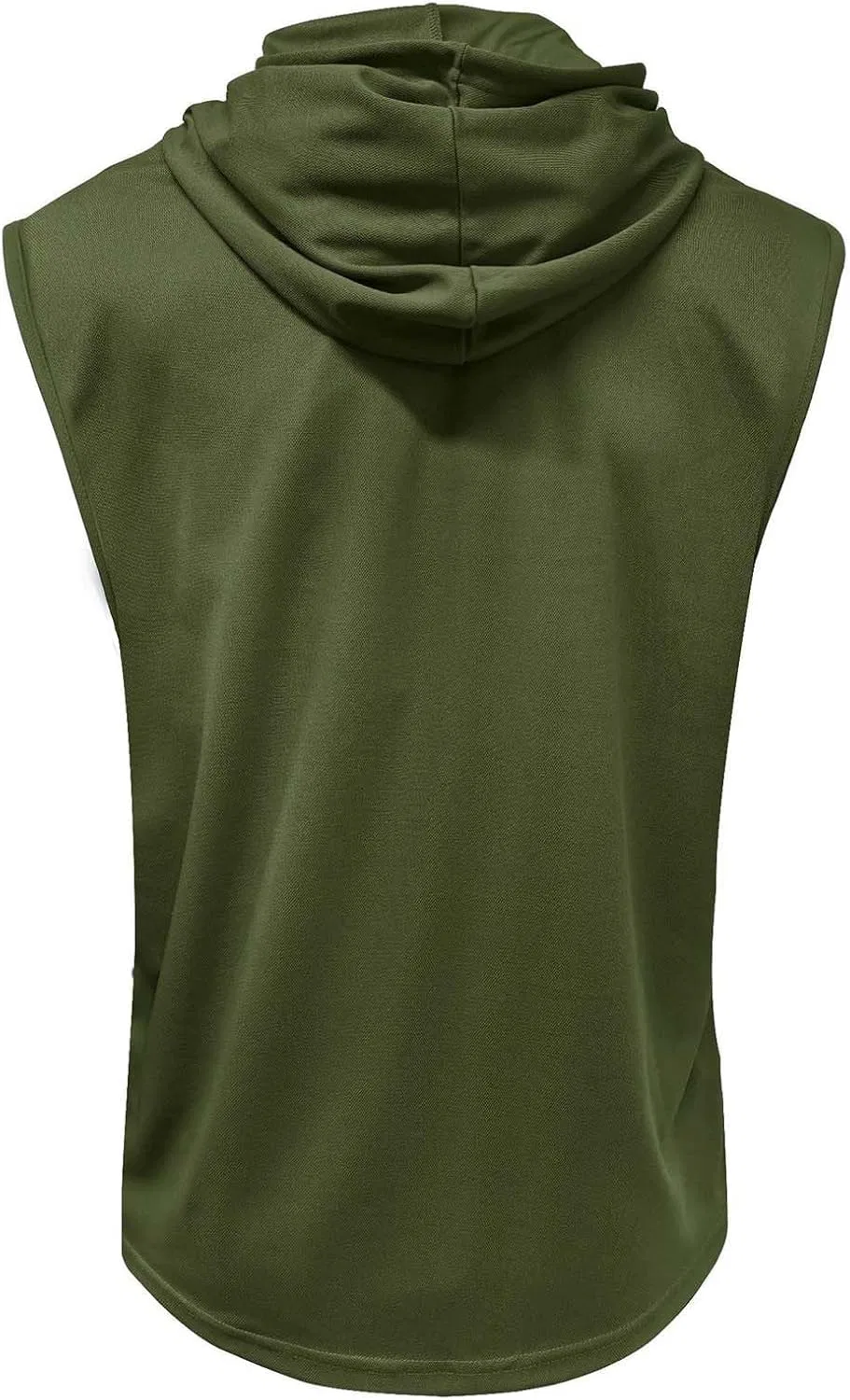 Мужской худи-топ с капюшоном, без рукавов, Army Green — фото 4