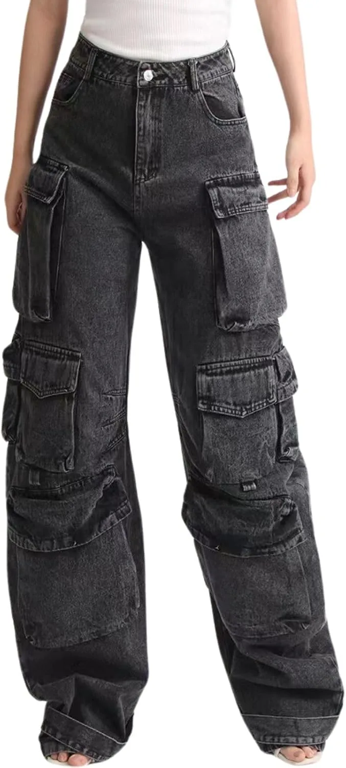 

Женские карго штаны с низкой посадкой и широкими карманами Lafaguw