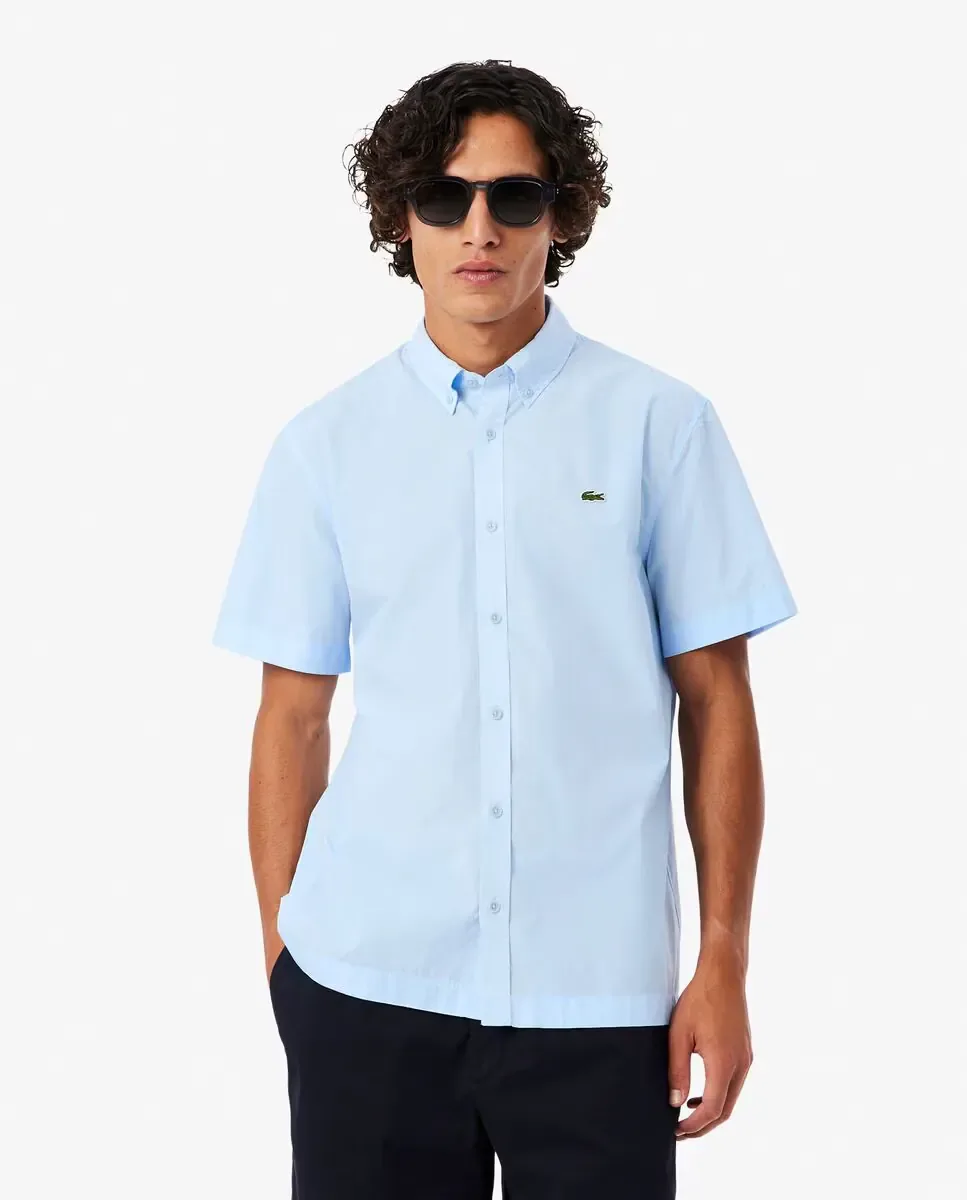 Мужская рубашка с коротким рукавом стандартного кроя Lacoste, светло-голубой