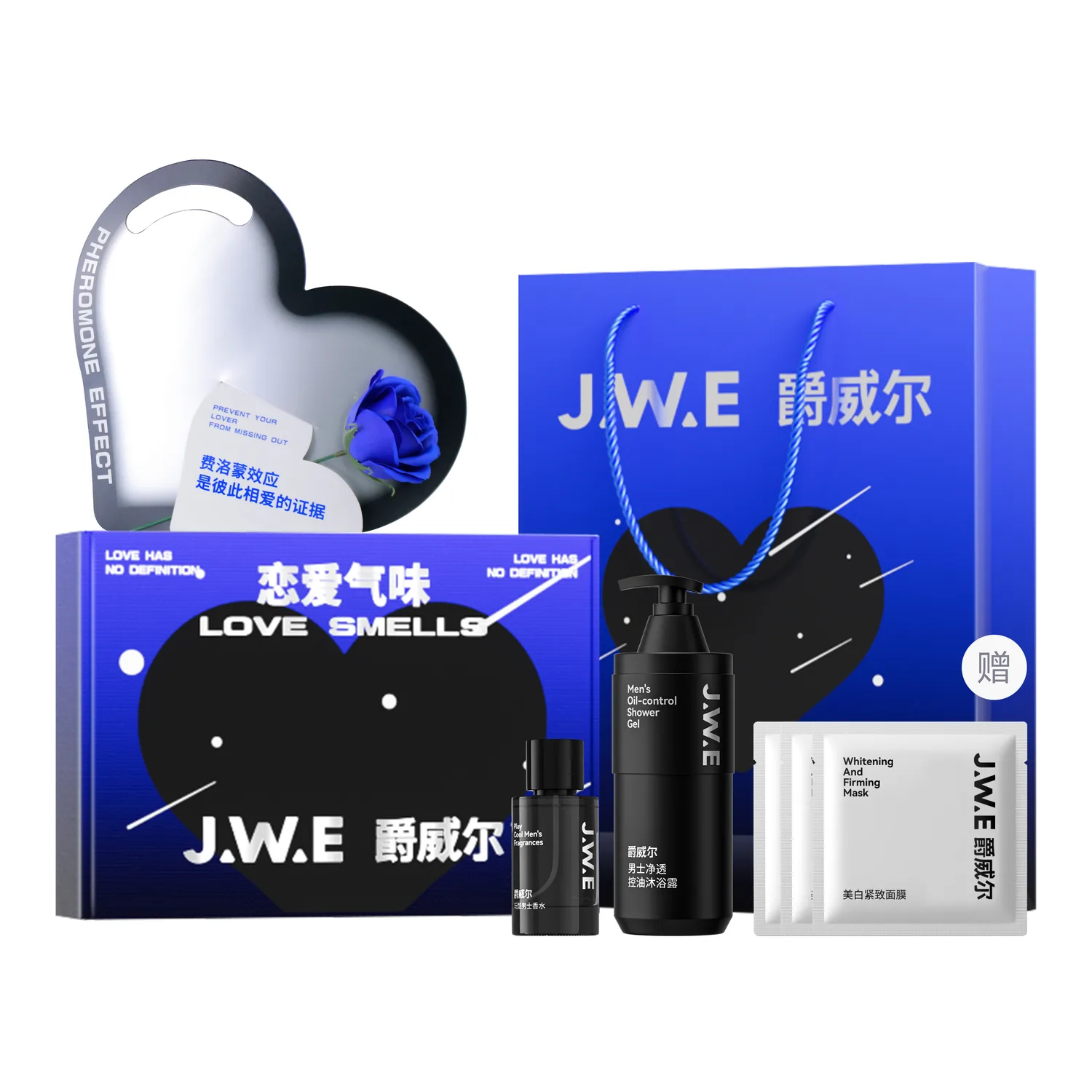 JUEWEIER Мужской парфюм Limited Set Love Fragrance Box, стойкий аромат, освежающий и контролирующий жирность 1251, [Love Fragrance Box]Perfume+Oil Control Acne-Fighting Cleanser+Oil Control Water & Lotion Set — фото 3
