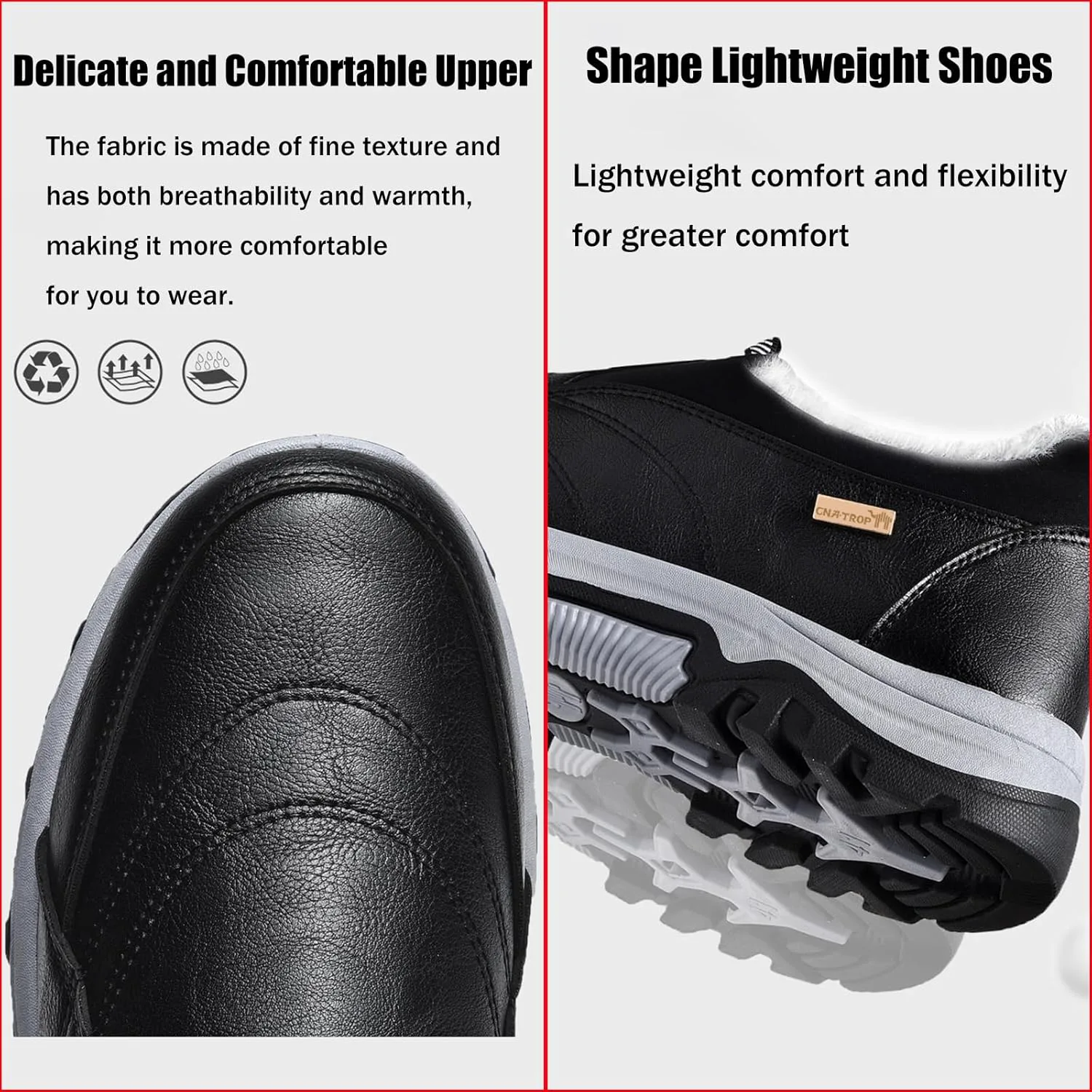 

Мужские зимние снегоходные сапоги Zeberfi с теплой меховой подкладкой, легко надеваются, повседневные для зимнего туризма, противоскользящие, водонепроницаемые, кожаные ботинки для походов, легкие для прогулок и пешего туризма, серый