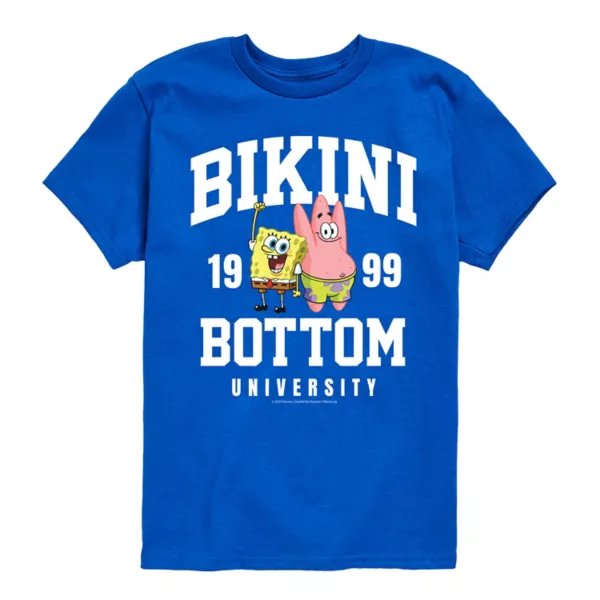 

Футболка с принтом SpongeBob Bikini Bottom University для мальчиков 8-20 лет Nickelodeon, цвет royal blue