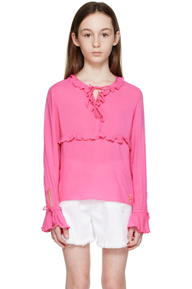

Детский розовый расклешенный топ Miss Blumarine
