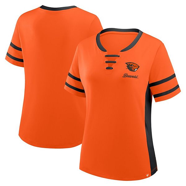

Женская футболка Oregon State Beavers Be Fearless Athena с кружевной шнуровкой в оранжево-черном цвете Fanatics, Черный, Женская футболка Oregon State Beavers Be Fearless Athena с кружевной шнуровкой в оранжево-черном цвете Fanatics
