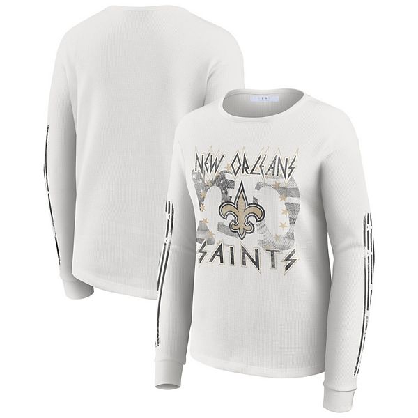 

Женская белая футболка с длинным рукавом New Orleans Saints Wear By Erin Andrews