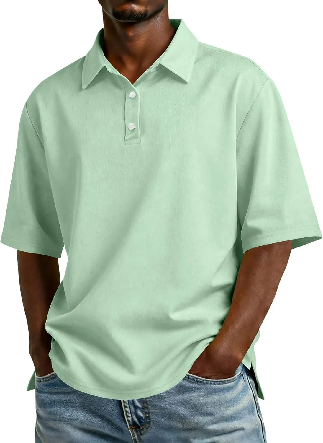 

Футболка-поло для мужчин с коротким рукавом и боковым разрезом