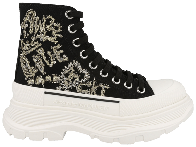 Ботинки Alexander McQueen Wmns Tread Slick Boot 'Black Gold Crystal', черный