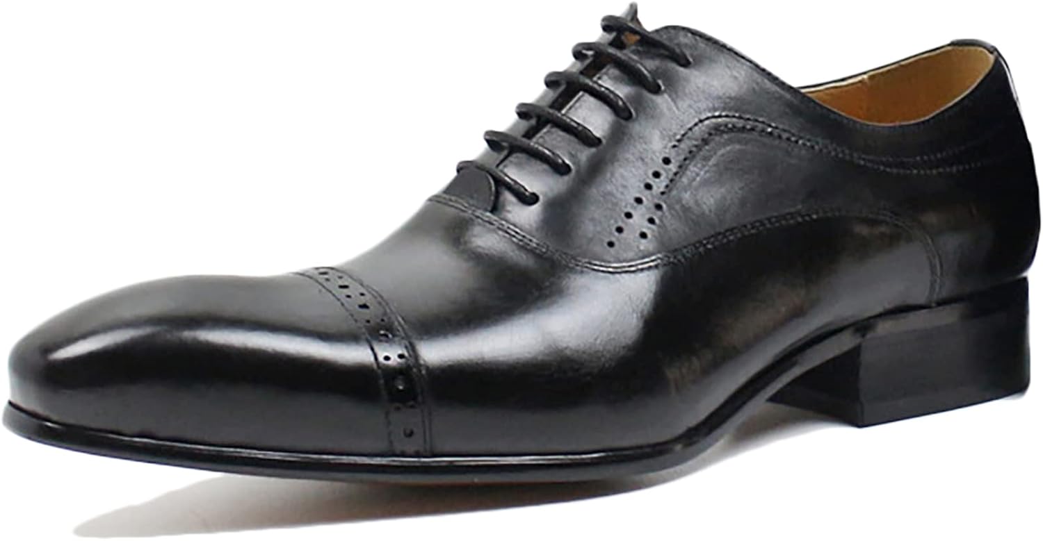 

Мужские кожаные дерби с перфорацией Wingtip, свадебные, формальные, шнурованные оксфорды с заостренным носком, винтажные туфли, коричневые, размер 44 Generic