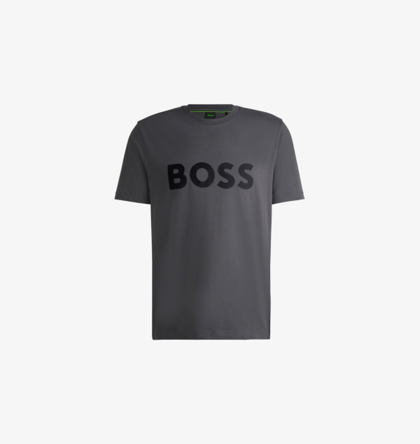 

Футболка прямого кроя из хлопкового джерси с фирменным принтом Boss, серый