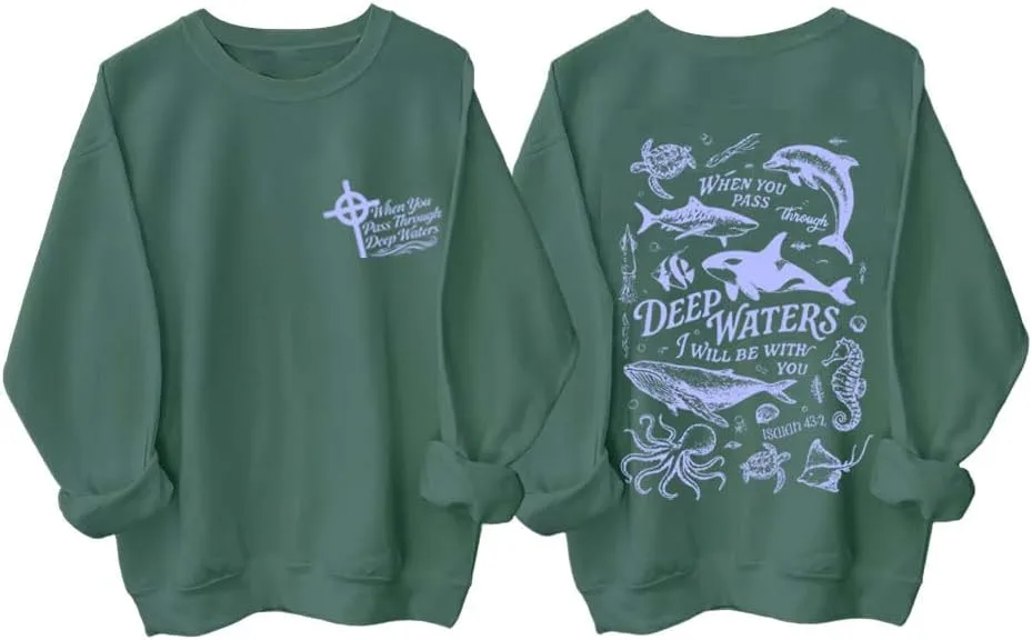 

Толстовка When You Pass Through Deep Waters с длинными рукавами Kzggs