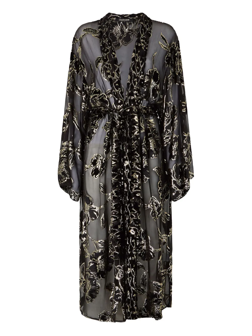 

Халат с цветочной вышивкой Roberto Cavalli, черный
