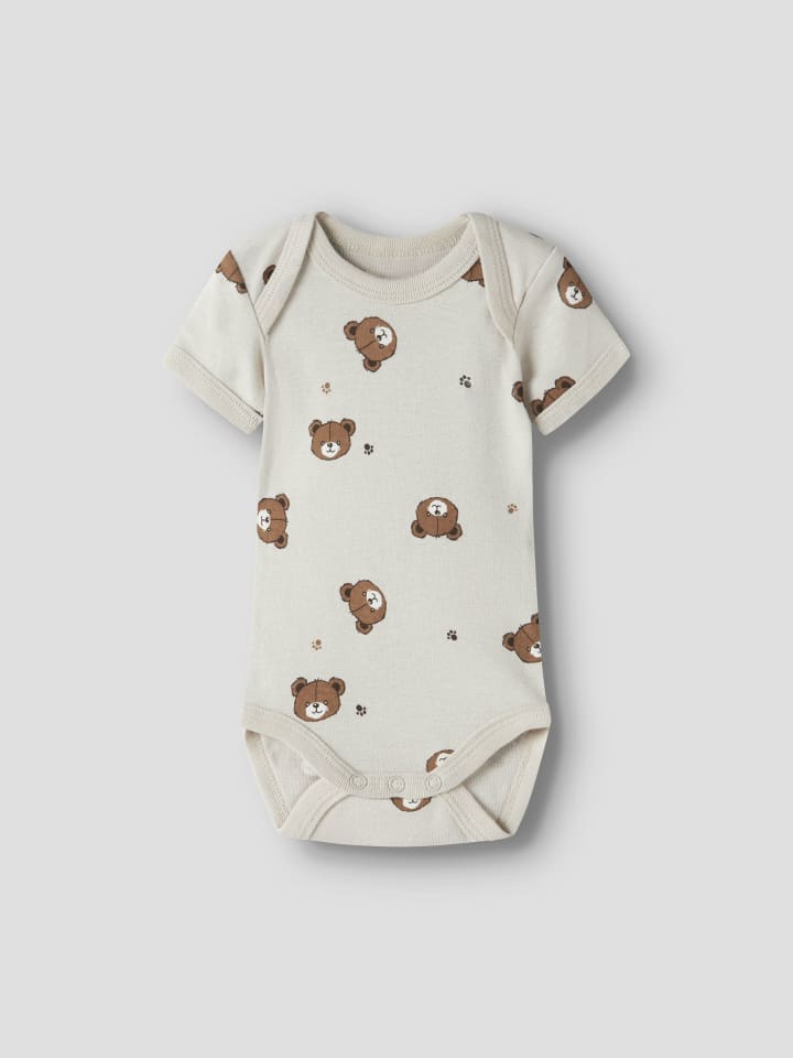 Name it Набор из 3 боди с короткими рукавами NBNBODY 3P S/S PUMICE BEAR цвета пемзы — фото 2