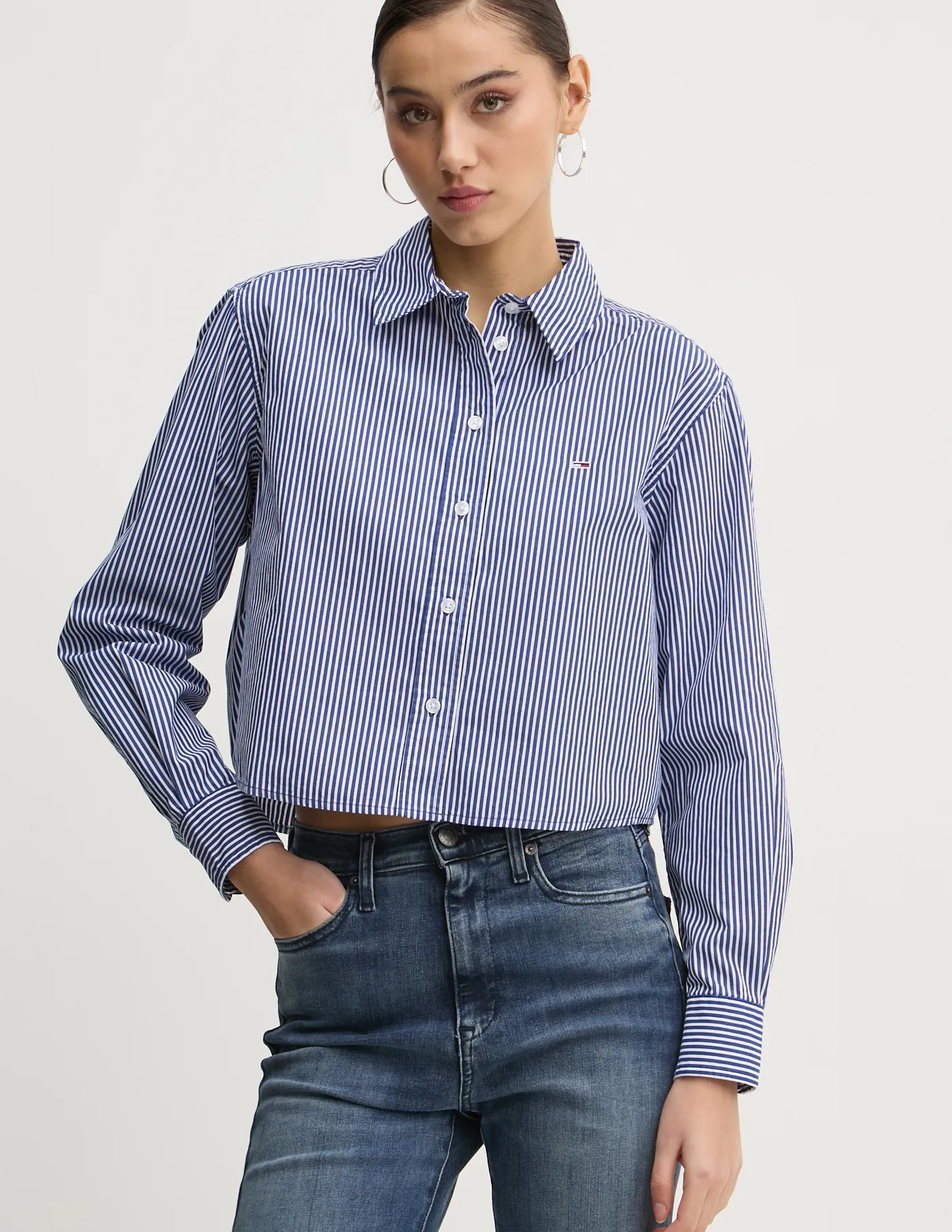

Хлопковая рубашка Tommy Jeans, темно-синий