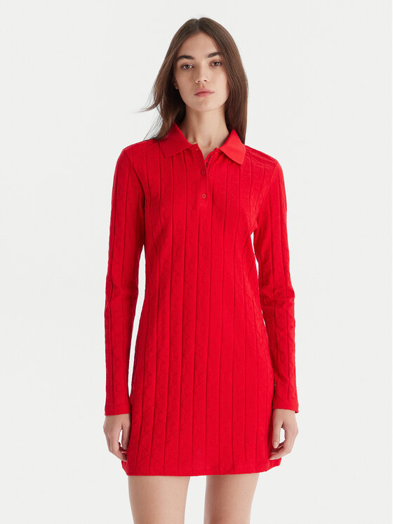 

Повседневное платье slim fit LV047D228G Calvin Klein Jeans, красный