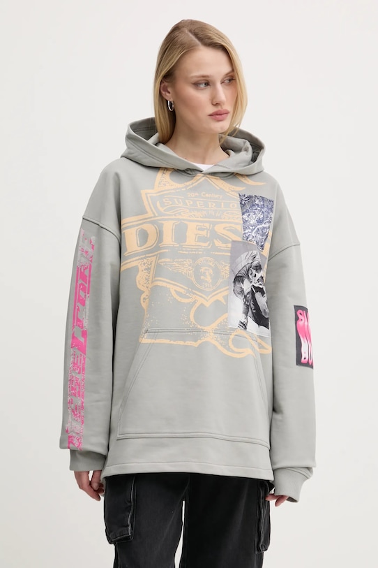 

Хлопковая толстовка S-BAXT-HOOD-R1 SWEAT-SHIRT Diesel, серый