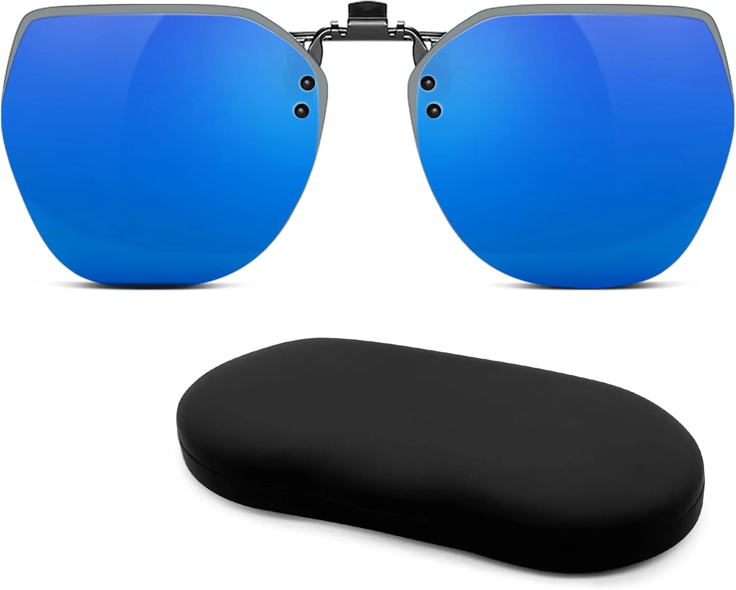 

Поляризованные солнцезащитные очки-клипсы для мужчин и женщин, универсальная посадка поверх очков с диоптриями, в комплекте с футляром LADYPONYCSC, Blue Mirrored