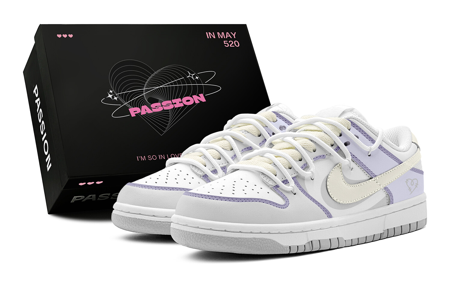 

Кроссовки Nike Dunk Skateboarding Shoes Unisex Low-top Purple, светло-серый