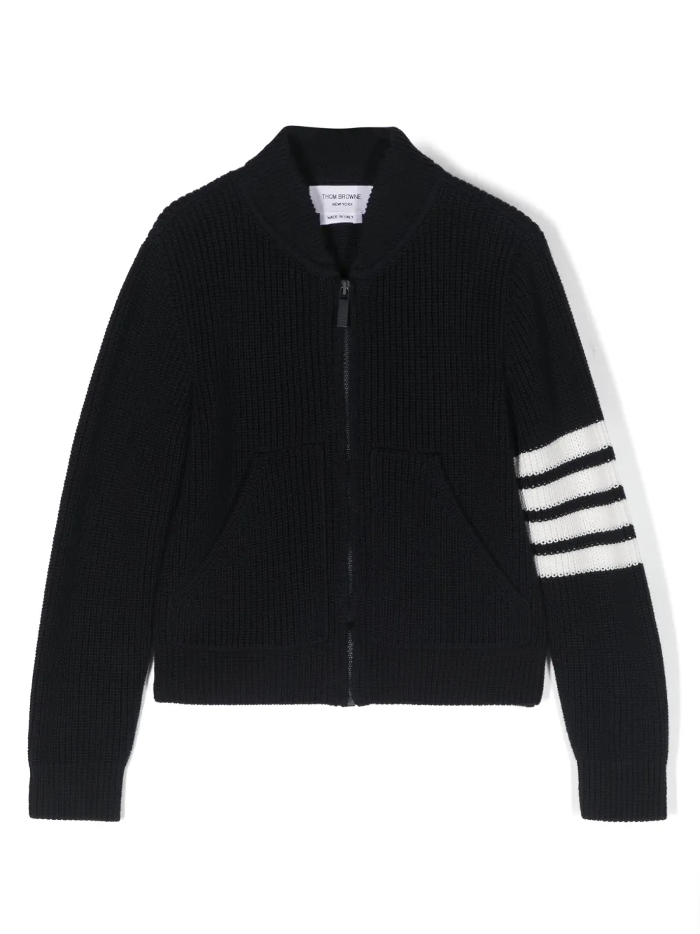 

Кардиган на молнии с полосками 4-Bar Thom Browne Kids, синий