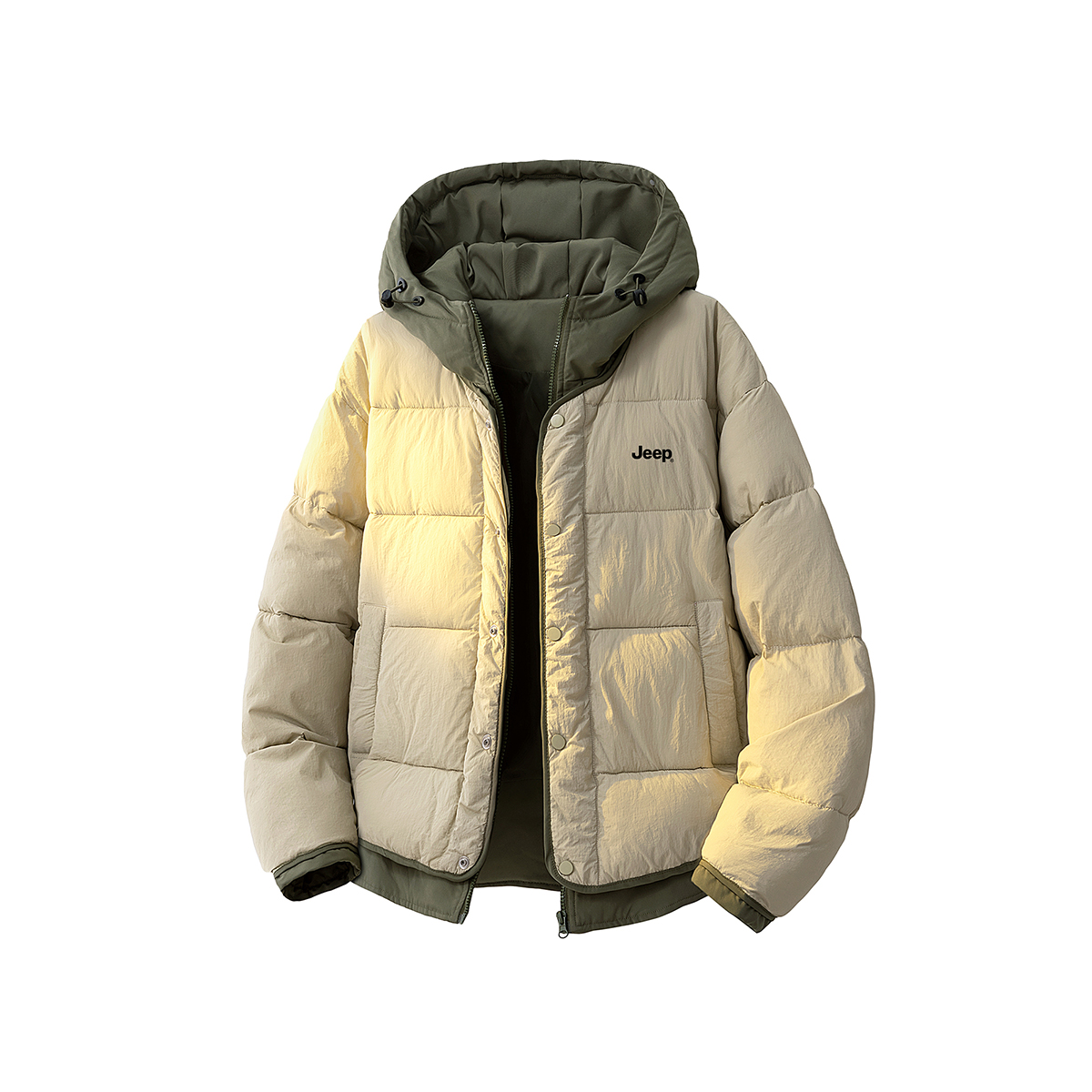 

Куртка-пуховик Lifestyle с капюшоном, унисекс, умеренного кроя, двухсоставная Jeep, pea зеленый