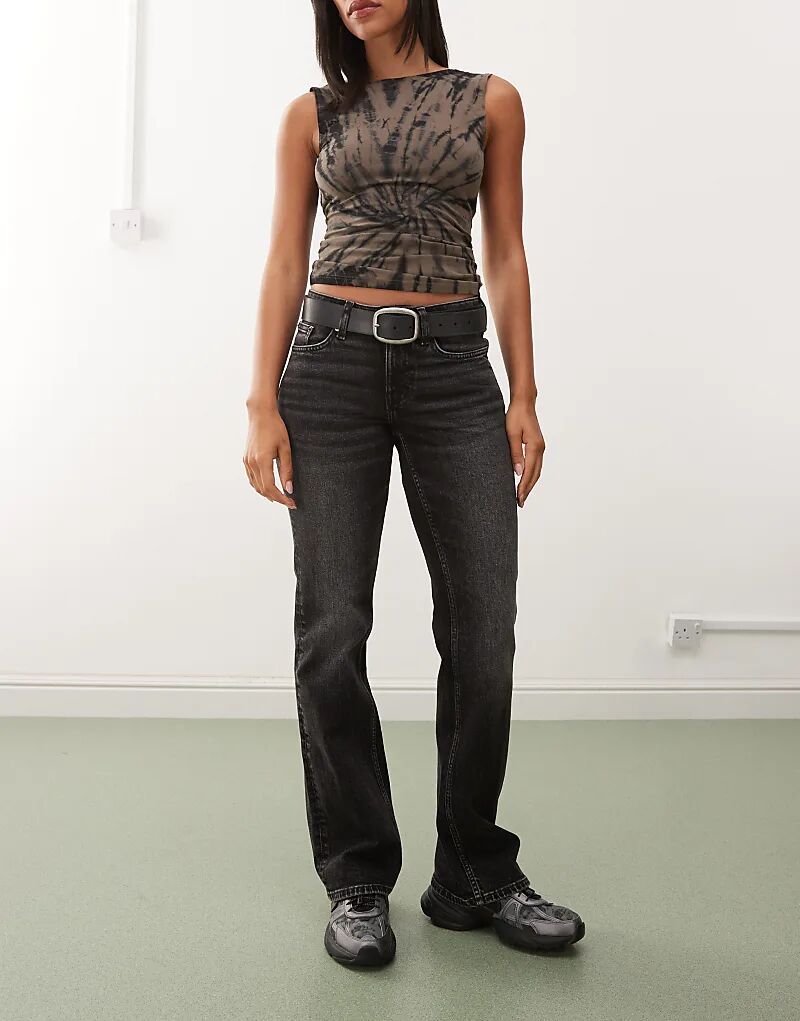 

Джинсы Weekday Tension с зауженным кроем, расклешенные, черного цвета с полосками