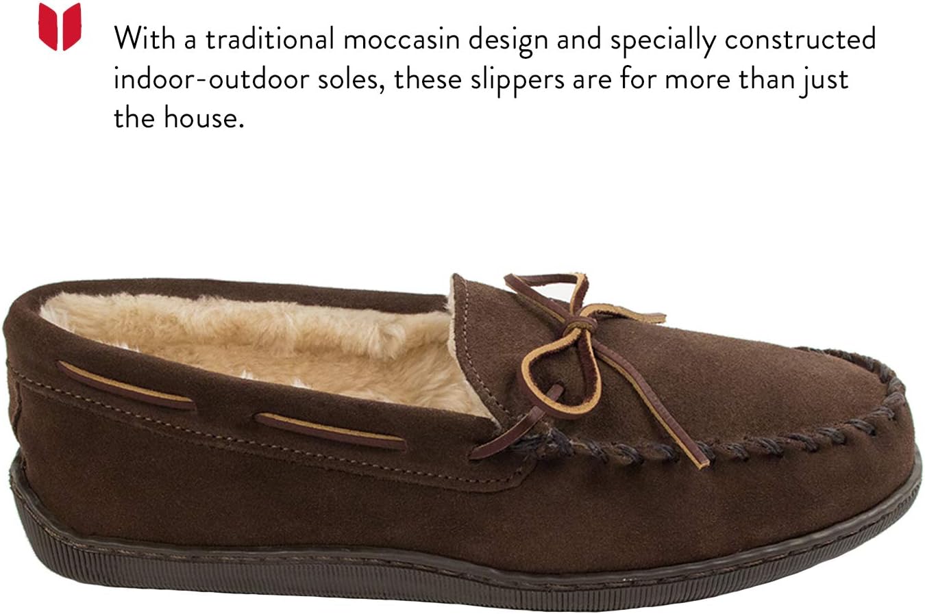 Мужские тапочки Minnetonka с плюшевой подкладкой и жесткой подошвой, шоколадный — фото 2