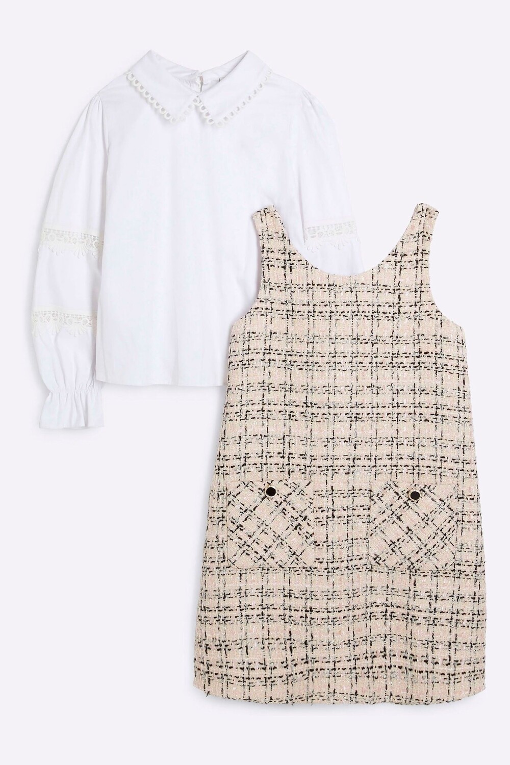 

Платье футляр для девочек с бантом из букле River Island, розовый