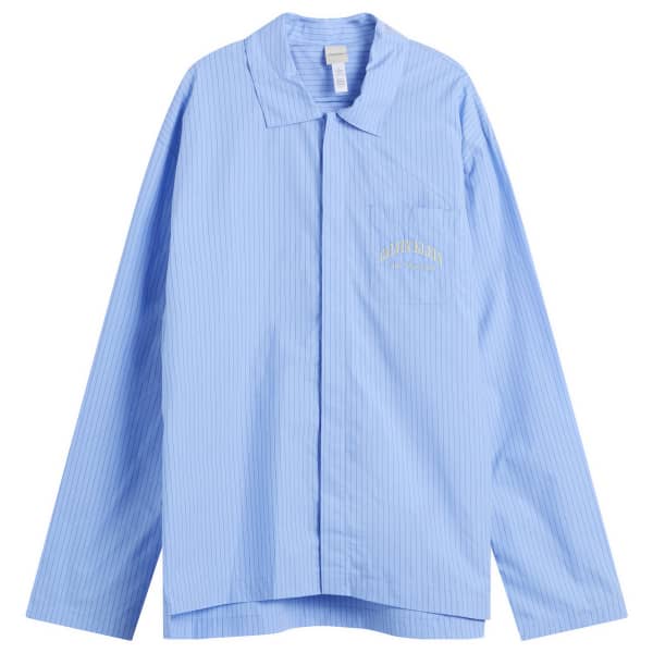 Пижамный комплект из хлопкового поплина с гербом Heritage Calvin Klein, slim stripe синий descent — фото 2