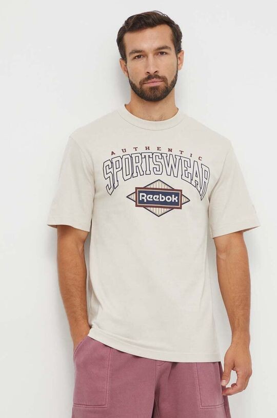 

Хлопковая футболка Reebok Classic, бежевый