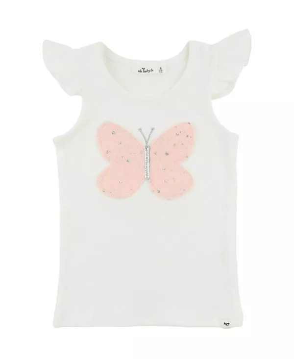 

Детская майка с аппликацией из тюля и бабочками - для малышек. Oh Baby!, белый