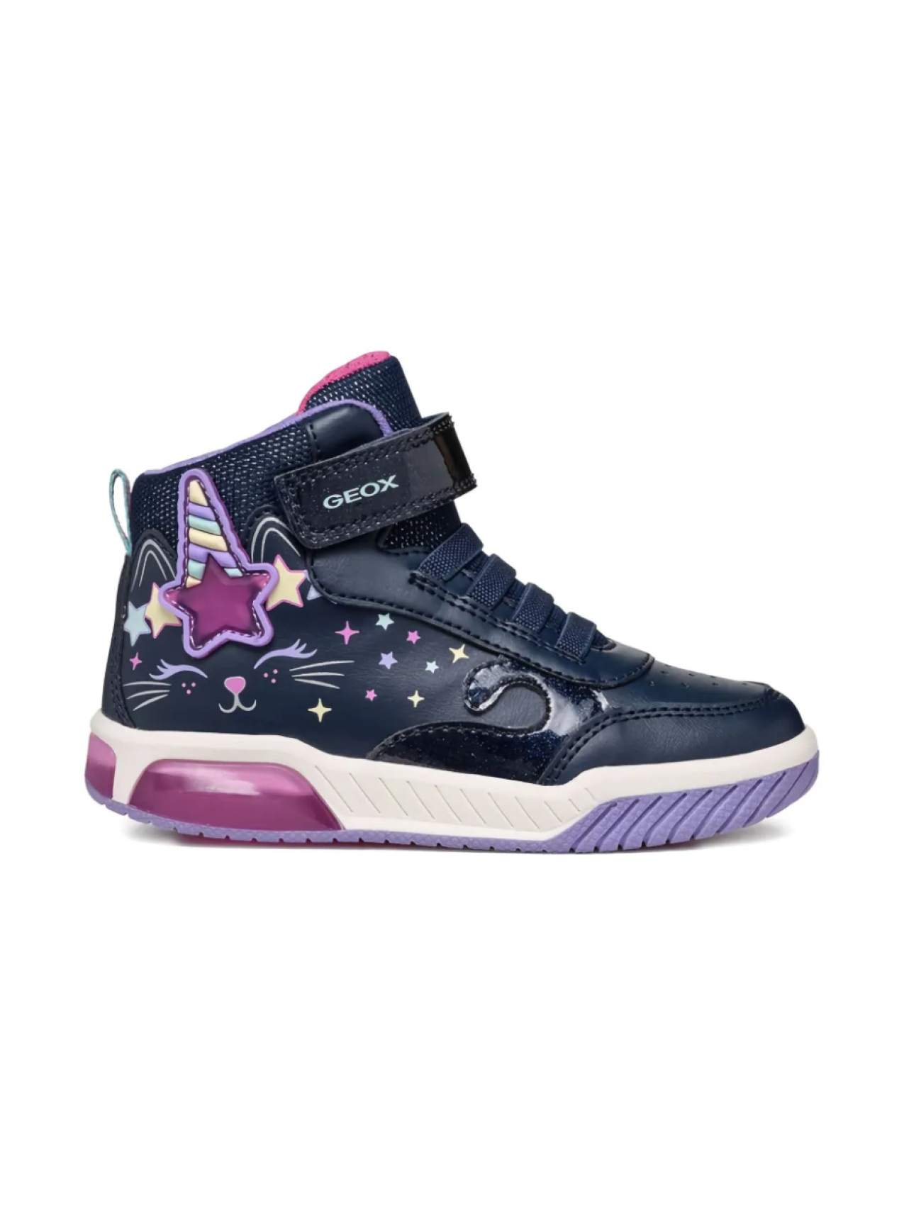

Высокие кеды с рисунком кошки Geox Kids, синий