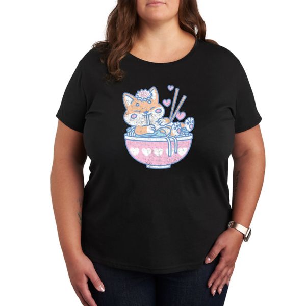 

Милый графический топ с сиба-ину и раменом Licensed Character, черный